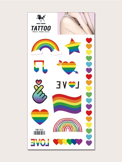 KING HORSE 1sheet LGBT Rainbow Pattern Tattoo Sticker