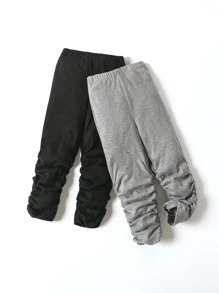 Baby 2pcs Solid Ruched Trousers - Multicolor - View 1