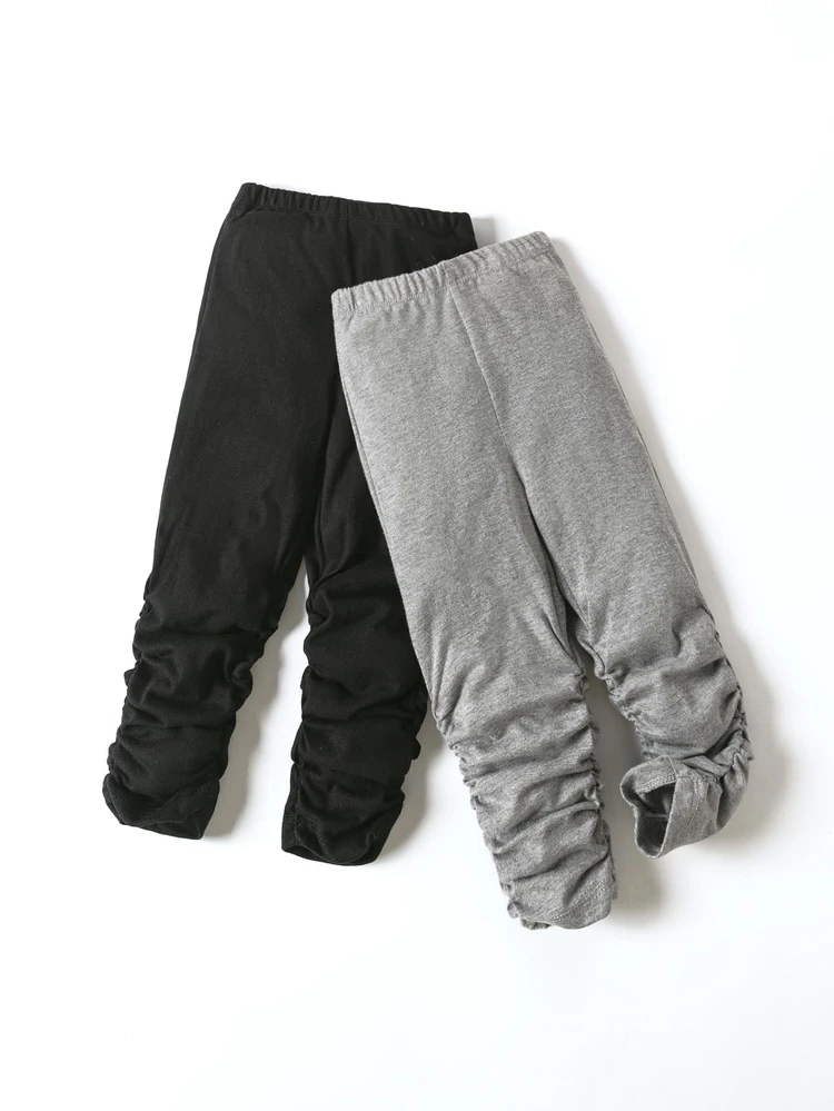 Baby Girl 2pcs Solid Ruched Pants