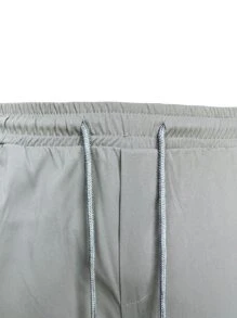 Manfinity Homme Hombres Pantalones de cintura con cordón con bolsillo oblicuo - Gris Claro - Ver 5