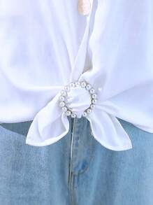 1pc Multifunction Pearl Waist Buckle, Round Clothes Adjustment Buckle For Household - Multicolor - View 3