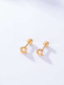 假珍珠裝飾花朵耳釘 - 金黃色 - 查看 2