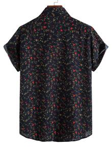 Manfinity RSRT Men Ditsy Floral Button Front Shirt - Black - View 2