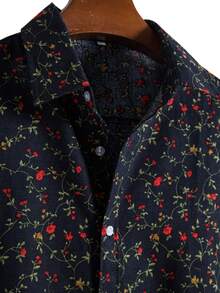 Manfinity RSRT Men Ditsy Floral Button Front Shirt - Black - View 3