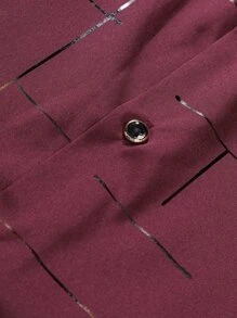 Manfinity Homme Camisa de hombre con estampado de cuadros dorados, otoño - Burdeos - Ver 7