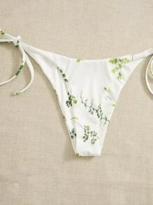 SHEIN Swim Summer Beach Floral Print Halter Triangle Bikini - Multicolor - View 5