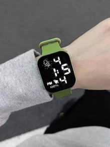方形運動電子錶 - 綠色 - 查看 3