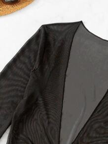 Summer Beach 3packs Halter Triangle Bikini & Cover Up - Black - View 5