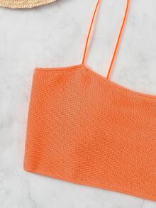 Top bikini neón naranja con textura - Naranja Coral - Ver 3