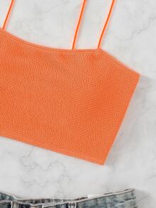 Top bikini neón naranja con textura - Naranja Coral - Ver 4