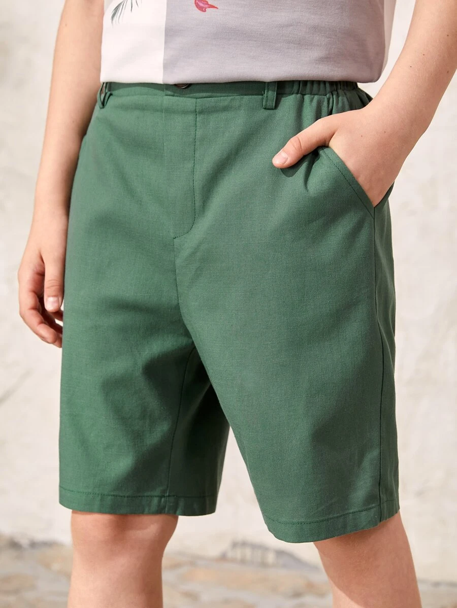 SHEIN Cậu bé Tween 1 Miếng Túi xéo Quần short - màu xanh lá - Xem 1