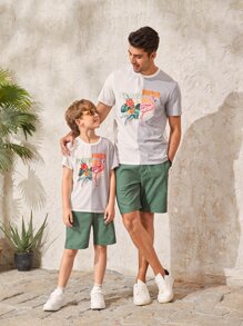 SHEIN Tween Boy 1pc Slant Pockets Shorts - Green - View 2