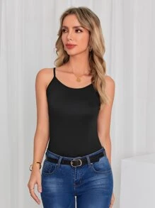 Cut Out Crisscross Back Cami Top - Black - View 2