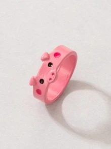卡通動物裝飾戒指 - 粉色 - 查看 1