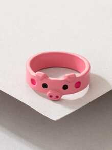 卡通動物裝飾戒指 - 粉色 - 查看 2