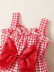 Bodysuits Em bé Nơ Bướm Kẻ sọc - Đỏ và trắng - Xem 3