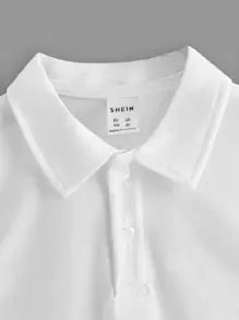 SHEIN 年輕男孩半扣短袖polo衫,適合夏日休閒穿著 - 白色 - 查看 3