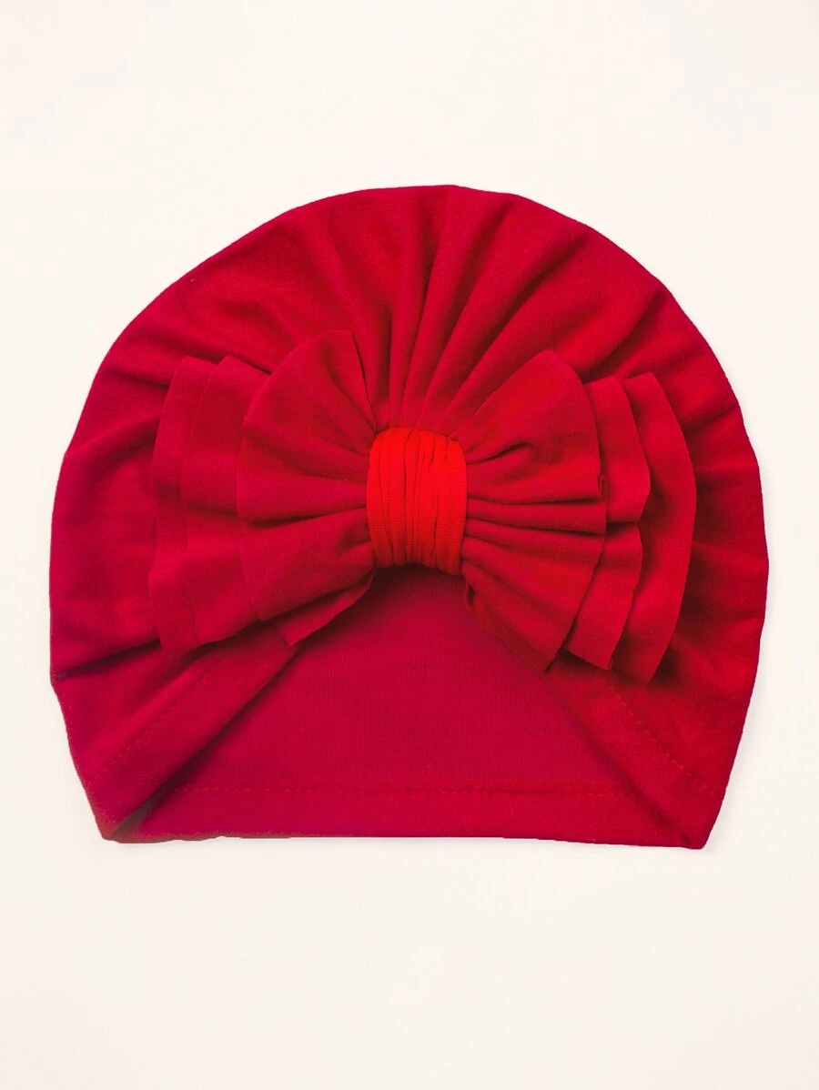 Baby Bow Decor Hat - Red - View 1