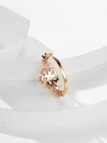 1入組豪華復古風格金色桃色爪帶方晶鋯石戒指 - 玫瑰金 - 查看 2