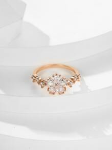 1入組豪華復古風格金色桃色爪帶方晶鋯石戒指 - 玫瑰金 - 查看 3