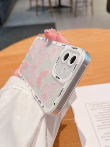 Summer Butterfly Print Clear Phone Case Compatible With IPhone 15/15Pro/15Plus/15Promax - Pink - View 5