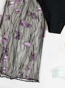 Summer Beach 3packs Solid Bikini & Appliques Mesh Cover Up Pants - Black - View 6