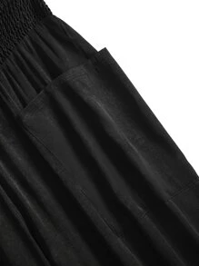 Plus Shirred Pocket Patched Trousers - Black - View 5