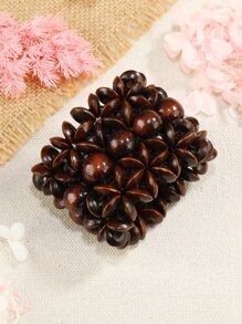 European And American Vintage Style Bohemian Elastic Wood Beaded Bracelet - Coffee Brown - View 2