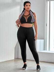 Easithlete Quần thể thao Legging Plus Size  & Quần màu trơn - màu đen - Xem 5
