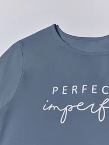 SHEIN Unity Letter Graphic Bodycon Dress - Dusty Blue - View 6