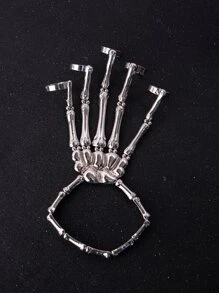 Hombres Pulsera con dedo con diseño de mano de esqueleto - Plateado - Ver 2