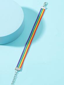 Vòng tay họa tiết sọc cầu vồng thời trang và phổ biến dành cho nam giới làm quà tặng trang sức và tạo vẻ ngoài sành điệu - Nhiều màu - Xem 2