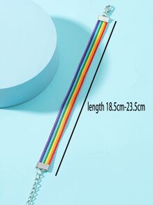 Vòng tay họa tiết sọc cầu vồng thời trang và phổ biến dành cho nam giới làm quà tặng trang sức và tạo vẻ ngoài sành điệu - Nhiều màu - Xem 3