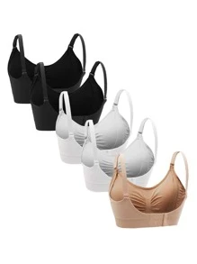 SHEIN Maternity 5pack Solid Ruched Nursing Bra - Multicolor - View 2