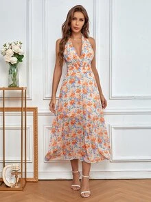 SHEIN Unity 印花後背繫帶掛脖洋裝 - 彩色 - 查看 2