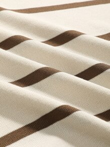 DAZY 條紋圖案針織上衣 - 卡其色 - 查看 3
