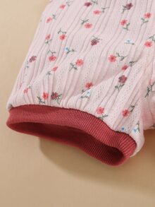 Peninsula Baby Bebé con estampado floral Camiseta ringer & Shorts - Rosa Pálido - Ver 4