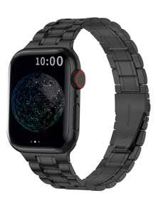 5-bead Stainless Steel Watchband Compatible With Apple Watch - Black - View 2