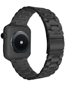 5-bead Stainless Steel Watchband Compatible With Apple Watch - Black - View 3