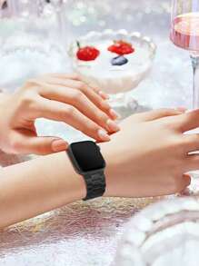 5-bead Stainless Steel Watchband Compatible With Apple Watch - Black - View 4