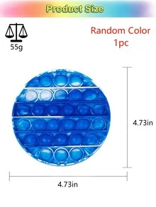 1pc Random Color Tie Dye Round Push Pop Bubble Fidget Toy - Multicolor - View 4