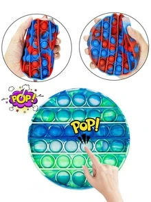 1pc Random Color Tie Dye Round Push Pop Bubble Fidget Toy - Multicolor - View 5