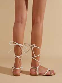 Rhinestone Detail Flat Strappy Sandals