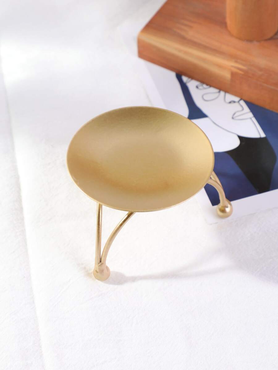 1pc Zinc Alloy Simple Candle Holder - Gold - View 1