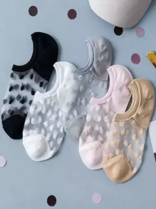 5pairs Dot Pattern Invisible Socks - Multicolor - View 1