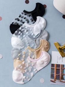 5pairs Dot Pattern Invisible Socks - Multicolor - View 5