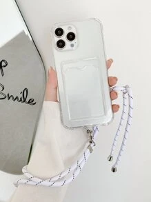 Clear Card Slot Phone Case With Lanyard - Clear - View 1
