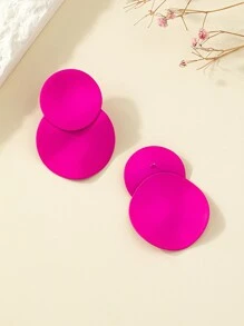 Pendientes largos redondos - Rosa Fucsia - Ver 2