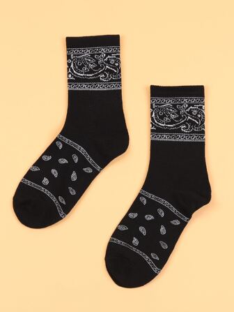 Calcetines tripulación con estampado de paisley, calcetines de otoño