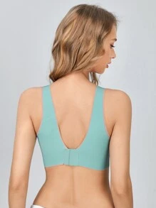 Women's Casual Comfy Mint Blue High Stretch Fabric Backless Bra - Mint Blue - View 2